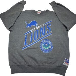 Vintage Detroit Lions NFL Member Club Graphic Sweatshirt Grey Size XL 90's